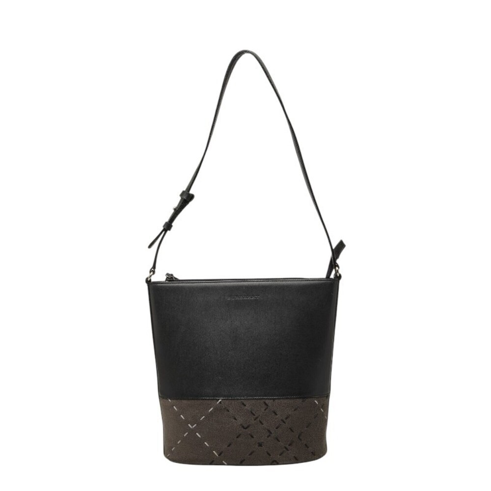 Burberry Shoulder Bag, Black Leather and Suede, Women's, BURBERRY